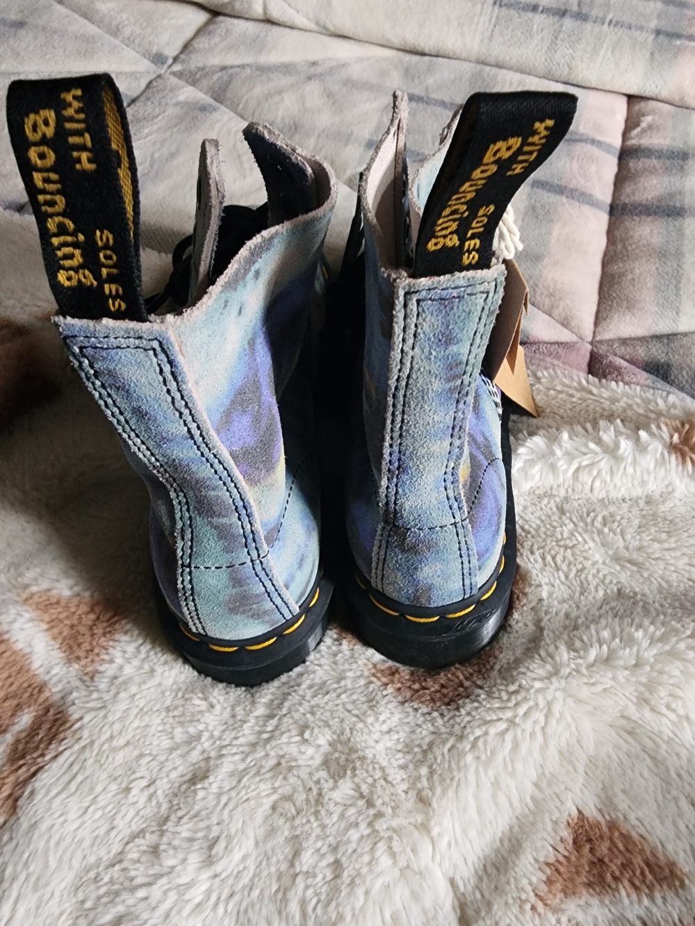 Dr. Martens Iridescent Blue-Teal Tie-Dye Lace-Up Boots - Picture 4 of 6